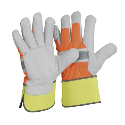 Rindnarbenlederhandschuh | HiVi | Neonhandrücken 60 Paar