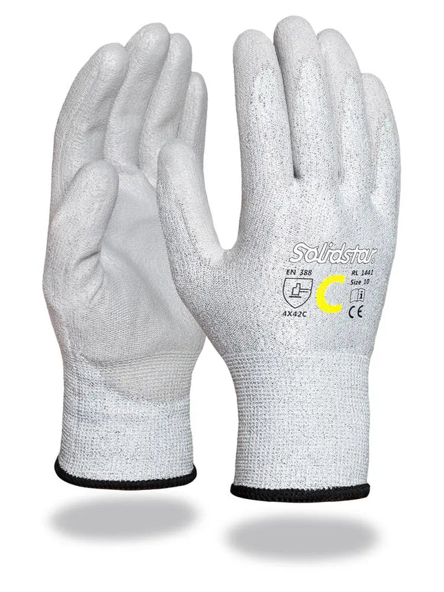Solidstar® | Schnittschutzhandschuh | PU-Beschichtung 60 Paar Leipold Arbeitsschutz