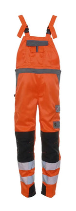 LeiKaTex® | BRIGHT LINE | Latzhose | warnorange/grau warnorange
