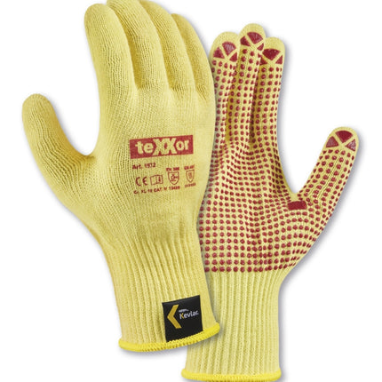 teXXor® Mittelstrick-Handschuhe ARAMID mit Noppen-240 Paar