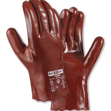 teXXor® topline Chemikalienschutz-Handschuhe PVC ROTBRAUN-120 Paar