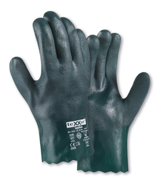 teXXor® topline Chemikalienschutz-Handschuhe PVC GRÜN-120 Paar
