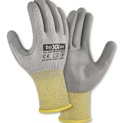teXXor® PU-Schnittschutz-Strickhandschuhe CUT D - Basic-240 Paar
