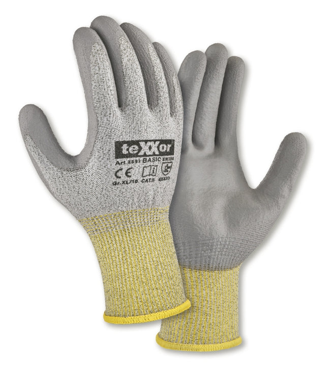 teXXor® PU-Schnittschutz-Strickhandschuhe CUT D - Basic-240 Paar