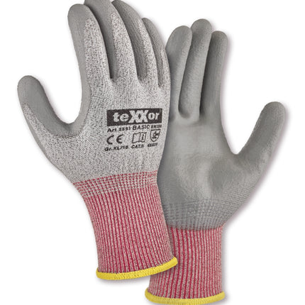 teXXor® PU-Schnittschutz-Strickhandschuhe CUT F - Basic-240 Paar