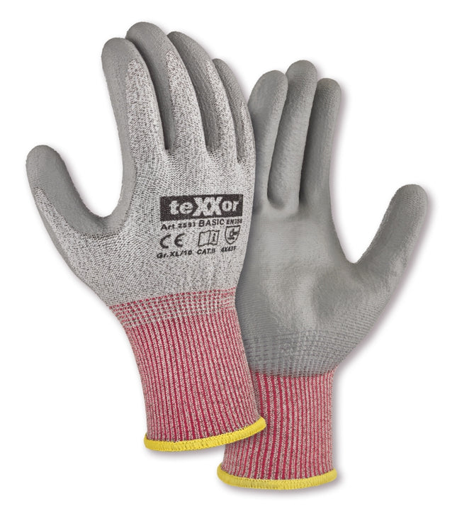 teXXor® PU-Schnittschutz-Strickhandschuhe CUT F - Basic-240 Paar