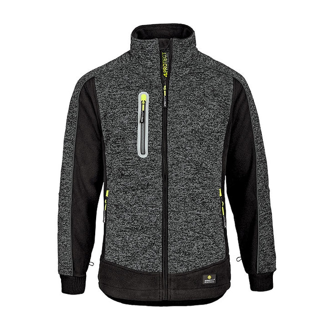 4PROTECT® Wetterschutz Fleecejacke MAINE 3355 schwarz/weiß melange