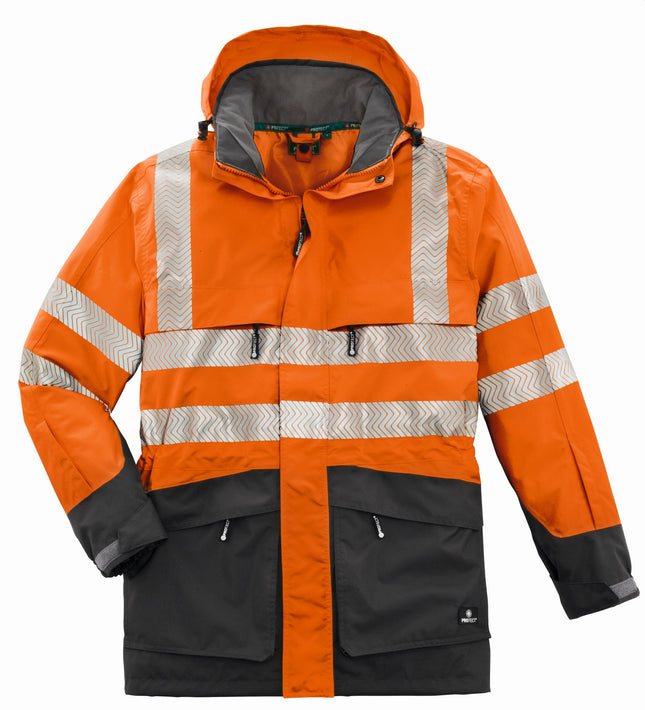 4PROTECT® Warn-Wetterschutz-Jacke TAMPA 3410 leuchtorange/grau