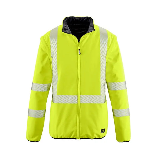 4PROTECT® Warnschutz-Softshellwendejacke RENO 3418 leuchtgelb/schwarz 4PROTECT