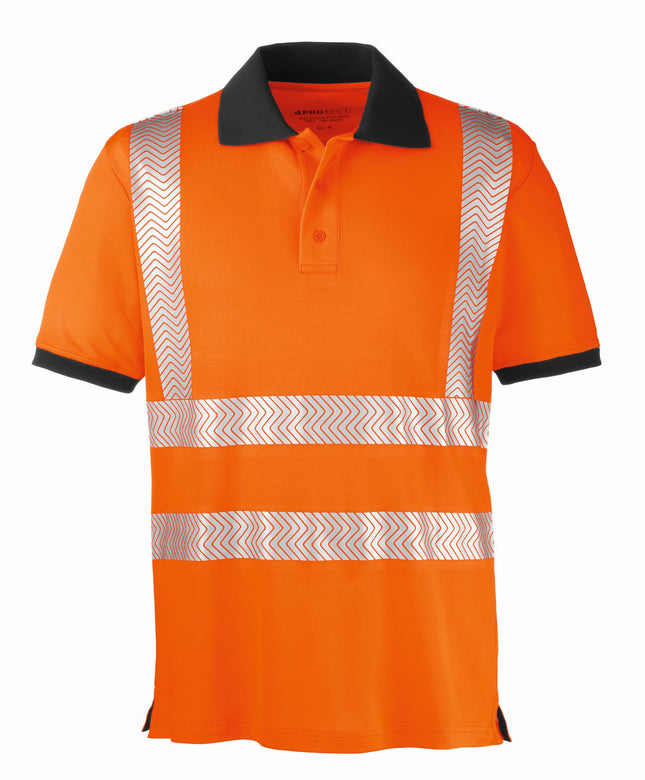 4PROTECT® Warnschutz UV-Poloshirt ORLANDO 3433 leuchtorange/grau