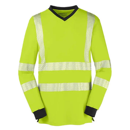 4PROTECT® Warnschutz-Langarm-UV-Shirt JACKSONVILLE 3437 leuchtgelb/grau