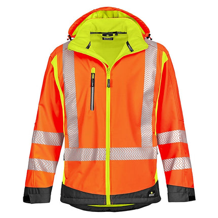 4PROTECT® Warnschutz-Softshelljacke HOUSTON 3470 leuchtorange/leuchtgelb