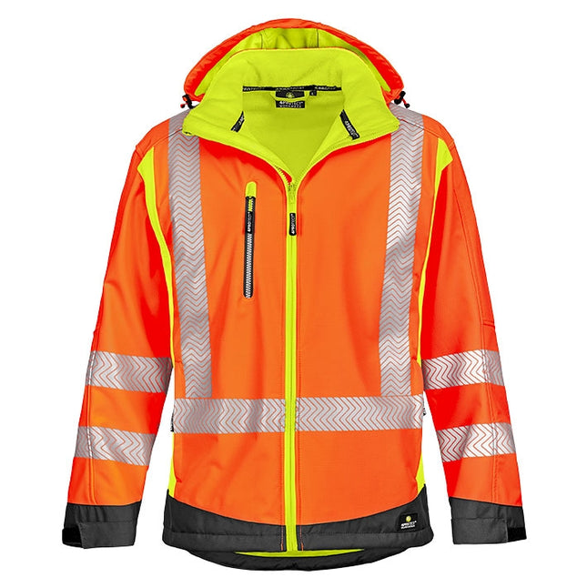 4PROTECT® Warnschutz-Softshelljacke HOUSTON 3470 leuchtorange/leuchtgelb