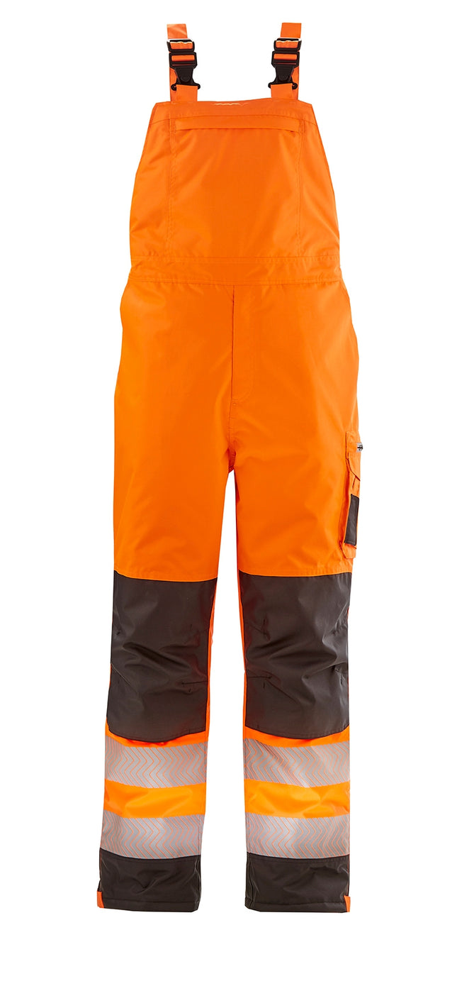 4PROTECT® Warn-Winter-Wetterschutz-Latzhose ATLANTA 3480 leuchtorange/grau
