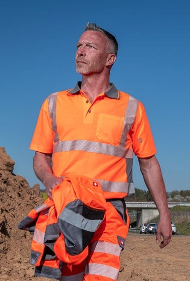 LeiKaTex® | BRIGHT LINE | Polo-Shirt | Warnschutz warnorange