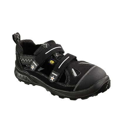RUNNEX® S1-ESD-Sicherheitsklettsandalen TeamStar 5106 schwarz/silber