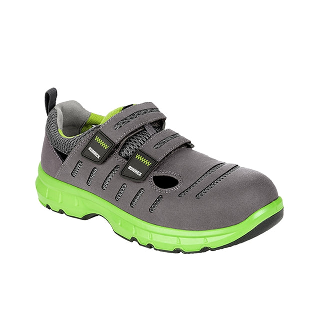 RUNNEX® S1P-ESD-Sicherheitsklettsandalen FlexStar 5171 grau/grün