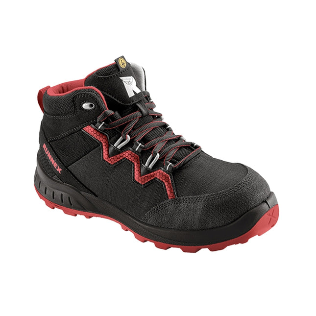 RUNNEX® S3-ESD-Sicherheitsschnürstiefel TeamStar 5312 schwarz/rot