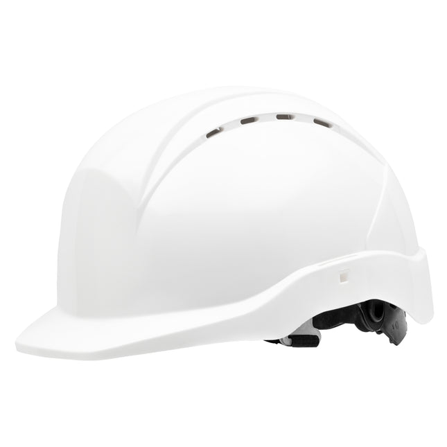 NITRAS HEAD PROTECT, Industrieschutzhelm, Schale aus HDPE, weiß, Innenausstattung aus LDPE / Textil, schwarz / grau, EN 397