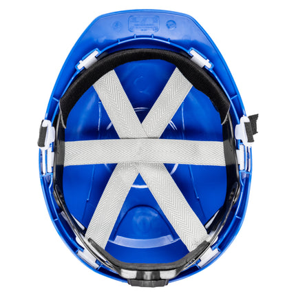 NITRAS HEAD PROTECT, Industrieschutzhelm, Schale aus HDPE, königsblau, Innenausstattung aus LDPE / Textil, schwarz / grau, EN 397
