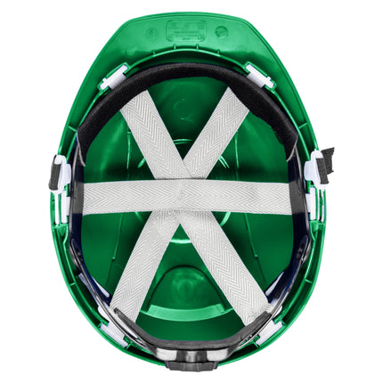 NITRAS HEAD PROTECT, Industrieschutzhelm, Schale aus HDPE, grün, Innenausstattung aus LDPE / Textil, schwarz / grau, EN 397