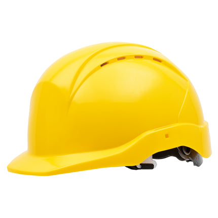 NITRAS HEAD PROTECT, Industrieschutzhelm, Schale aus HDPE, gelb, Innenausstattung aus LDPE / Textil, schwarz / grau, EN 397