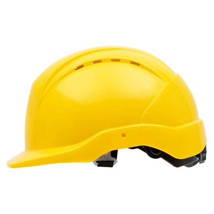 NITRAS HEAD PROTECT, Industrieschutzhelm, Schale aus HDPE, gelb, Innenausstattung aus LDPE / Textil, schwarz / grau, EN 397