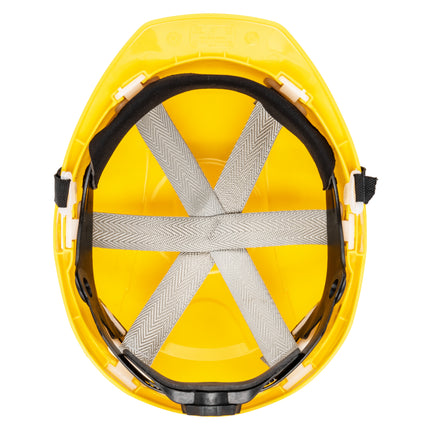 NITRAS HEAD PROTECT, Industrieschutzhelm, Schale aus HDPE, gelb, Innenausstattung aus LDPE / Textil, schwarz / grau, EN 397