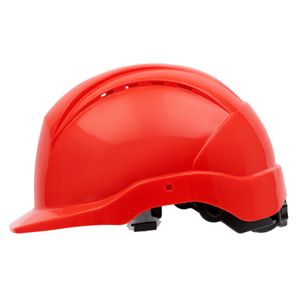 NITRAS HEAD PROTECT, Industrieschutzhelm, Schale aus HDPE, rot, Innenausstattung aus LDPE / Textil, schwarz / grau, EN 397