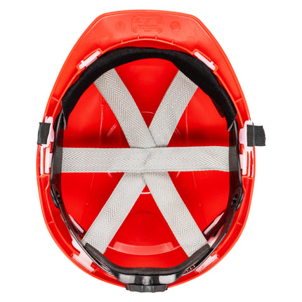 NITRAS HEAD PROTECT, Industrieschutzhelm, Schale aus HDPE, rot, Innenausstattung aus LDPE / Textil, schwarz / grau, EN 397
